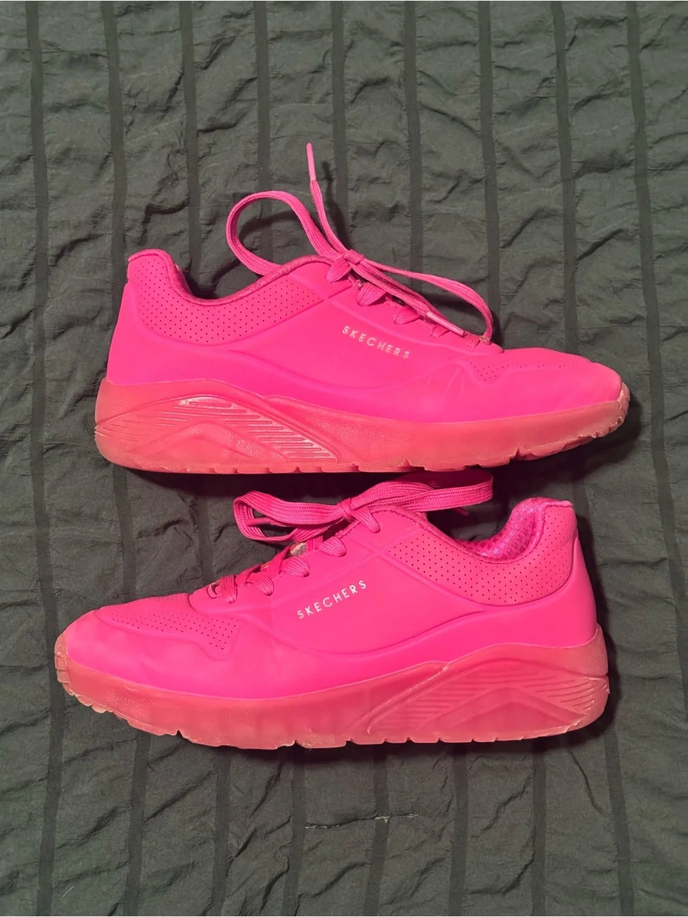 Skechers Kids Neon Pink Lace-Up Sneakers